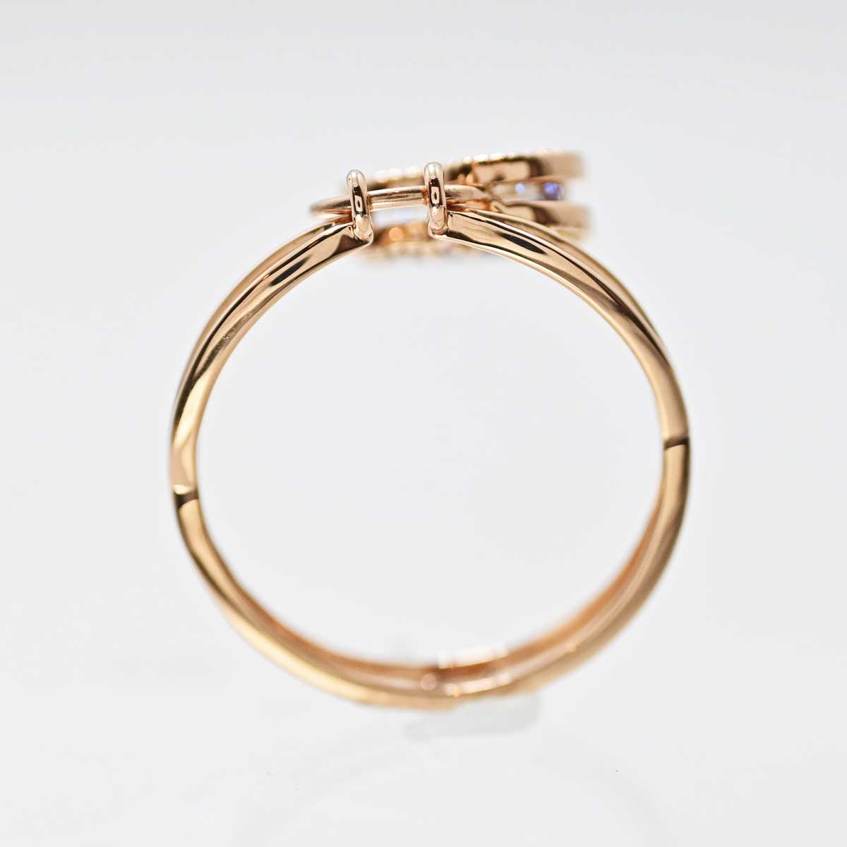 750PG ピンクゴールド サファイア0.20ct ルビー0.20ct ハートリング 13号 レディース 3110