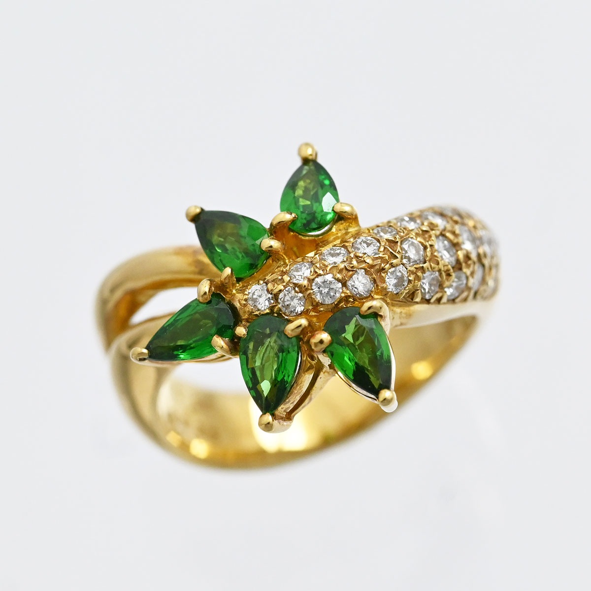 ジュネ K18YG イエローゴールド ガーネット0.96ct ダイヤ 0.35ct リング 10.5号　レディース  3400