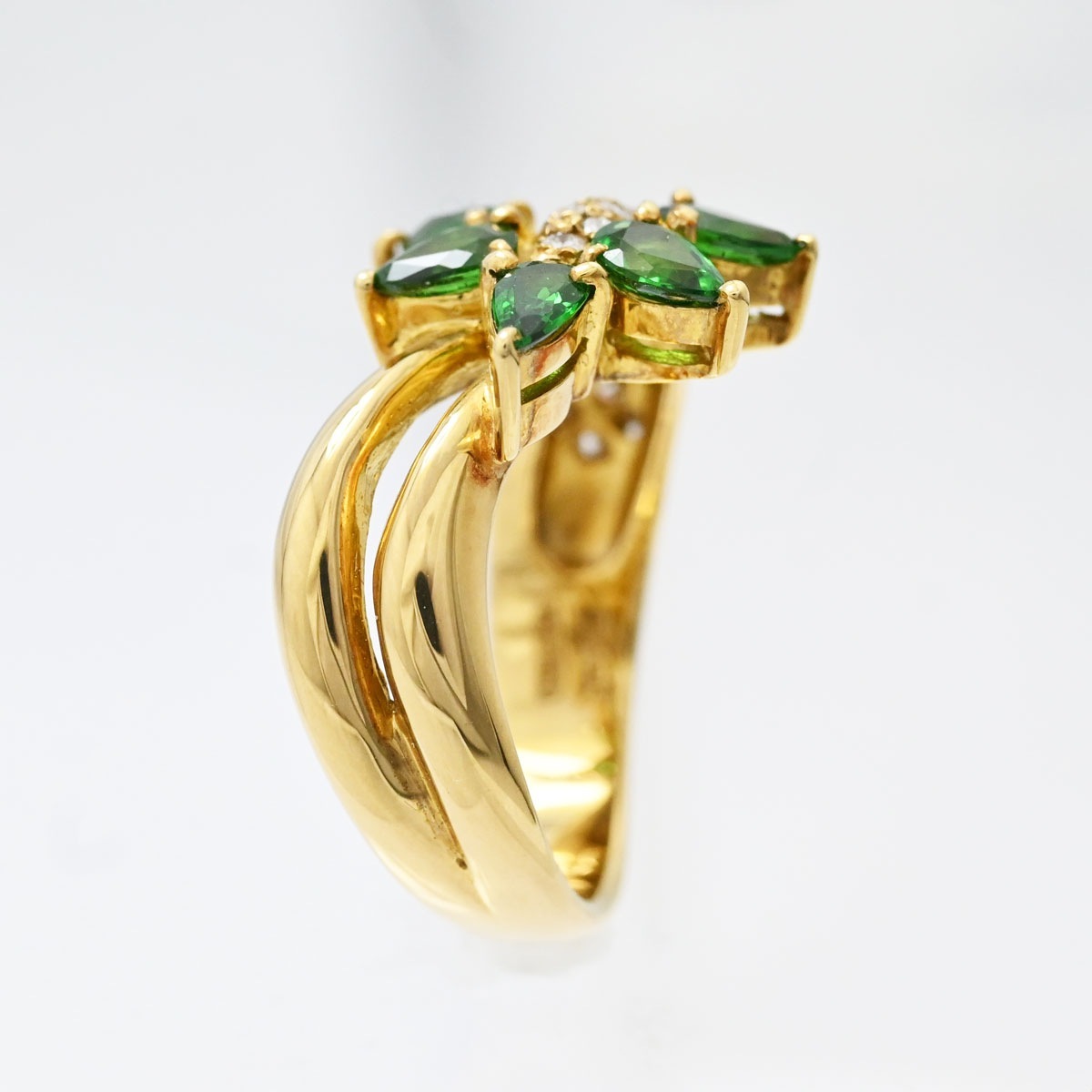 ジュネ K18YG イエローゴールド ガーネット0.96ct ダイヤ 0.35ct リング 10.5号　レディース  3400