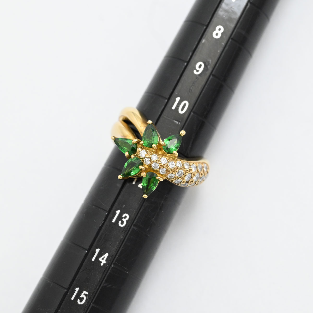 ジュネ K18YG イエローゴールド ガーネット0.96ct ダイヤ 0.35ct リング 10.5号　レディース  3400