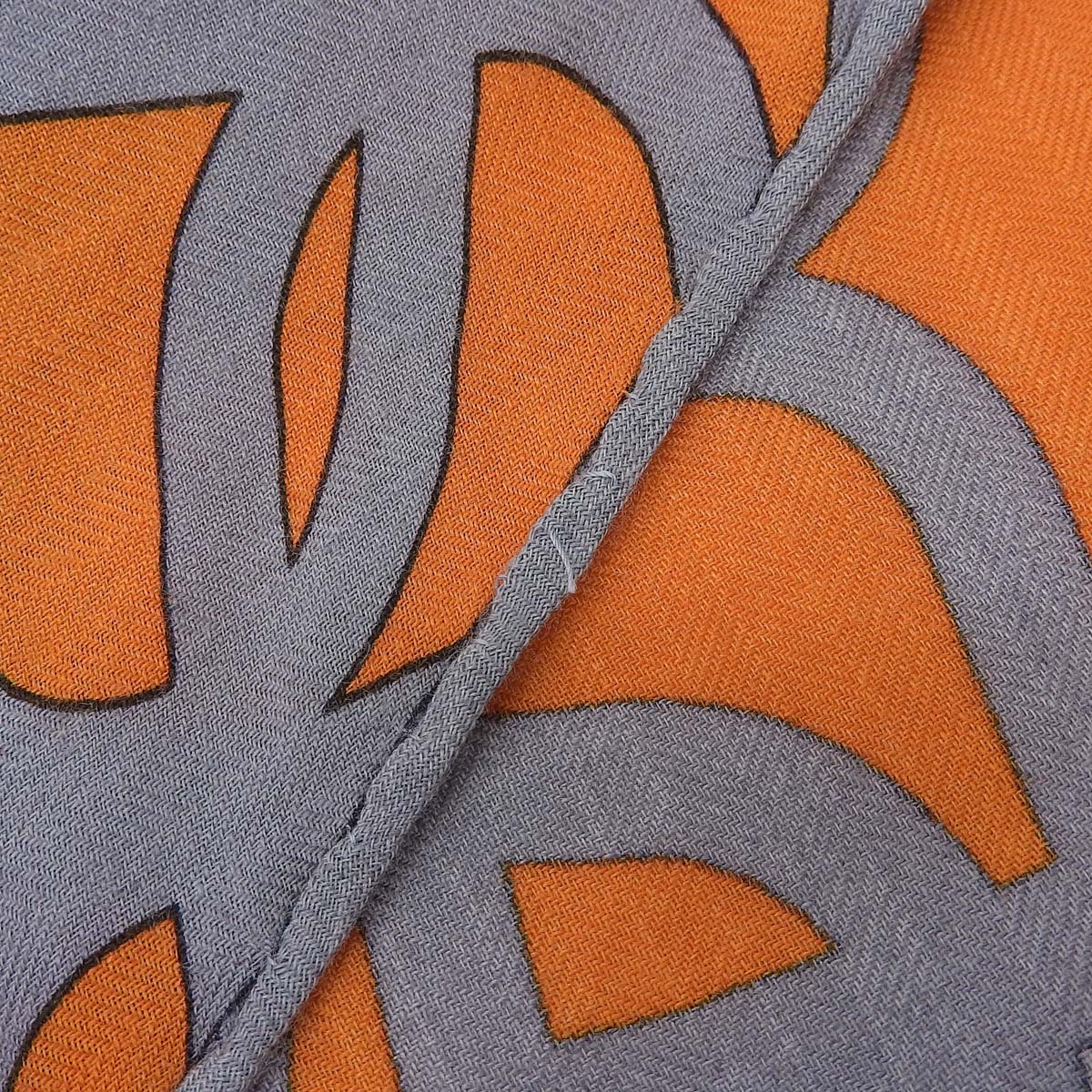 エルメス HERMES ロサンジュ GM スカーフ カシミヤ シルク混 オレンジ グレー レディース 4721