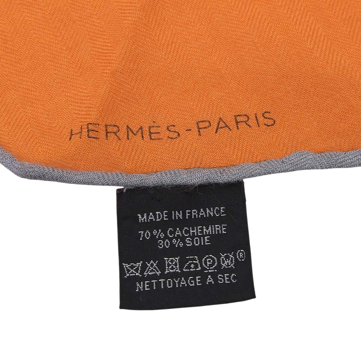 エルメス HERMES ロサンジュ GM スカーフ カシミヤ シルク混 オレンジ グレー レディース 4721