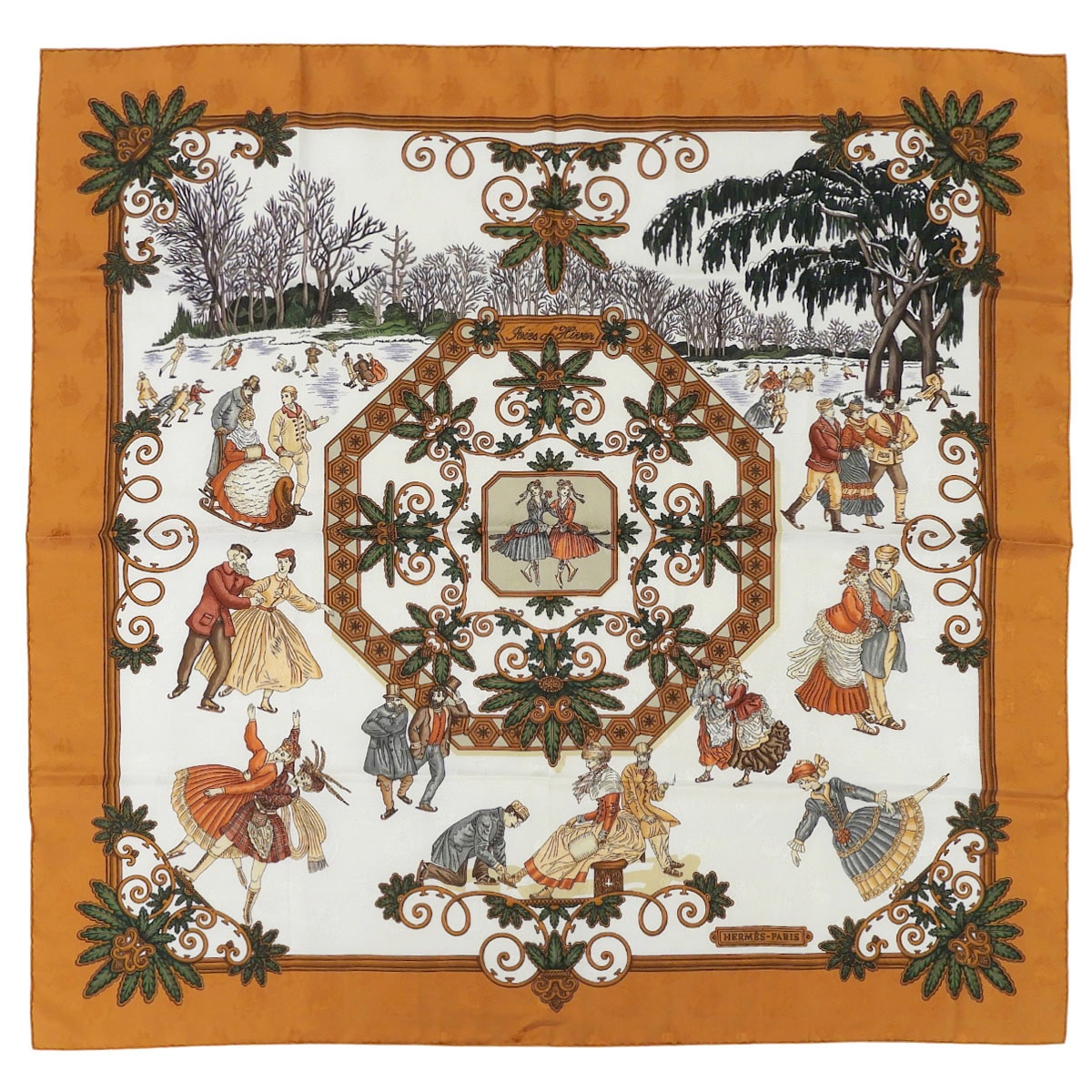 【エルメス】シルクスカーフ カレ90 Joies d'Hiver（冬の楽しみ） エルメス HERMES カレ90 スカーフ Joies d`Hiver 冬の愉しみ シルク