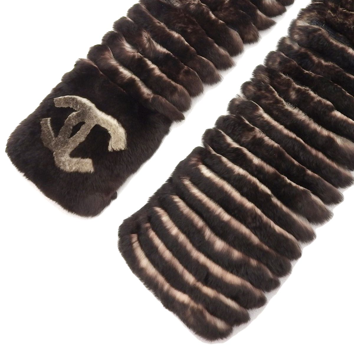 シャネル CHANEL ラパンマフラー ココマーク 秋冬 オリラグ カシミア ダークブラウン レディース 4141