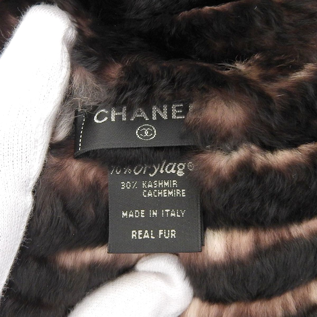 シャネル CHANEL ラパンマフラー ココマーク 秋冬 オリラグ カシミア ダークブラウン レディース 4141