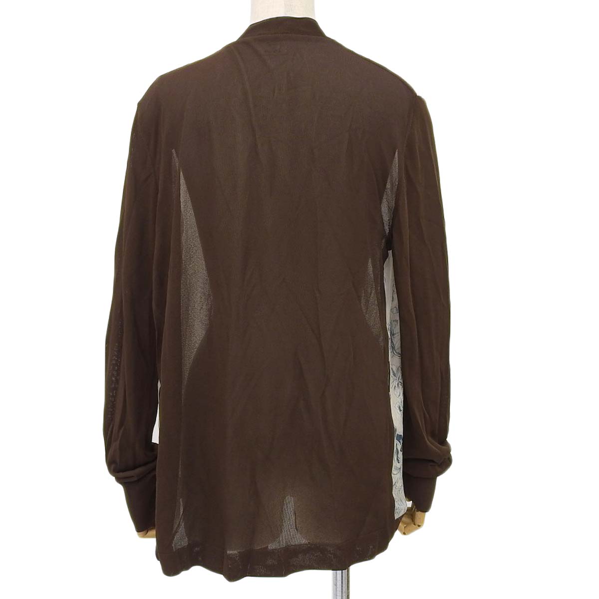 エルメス HERMES メッシュ カーディガン シルク×ビスコース×エラスタン ブラウン系 LA レディース 4324