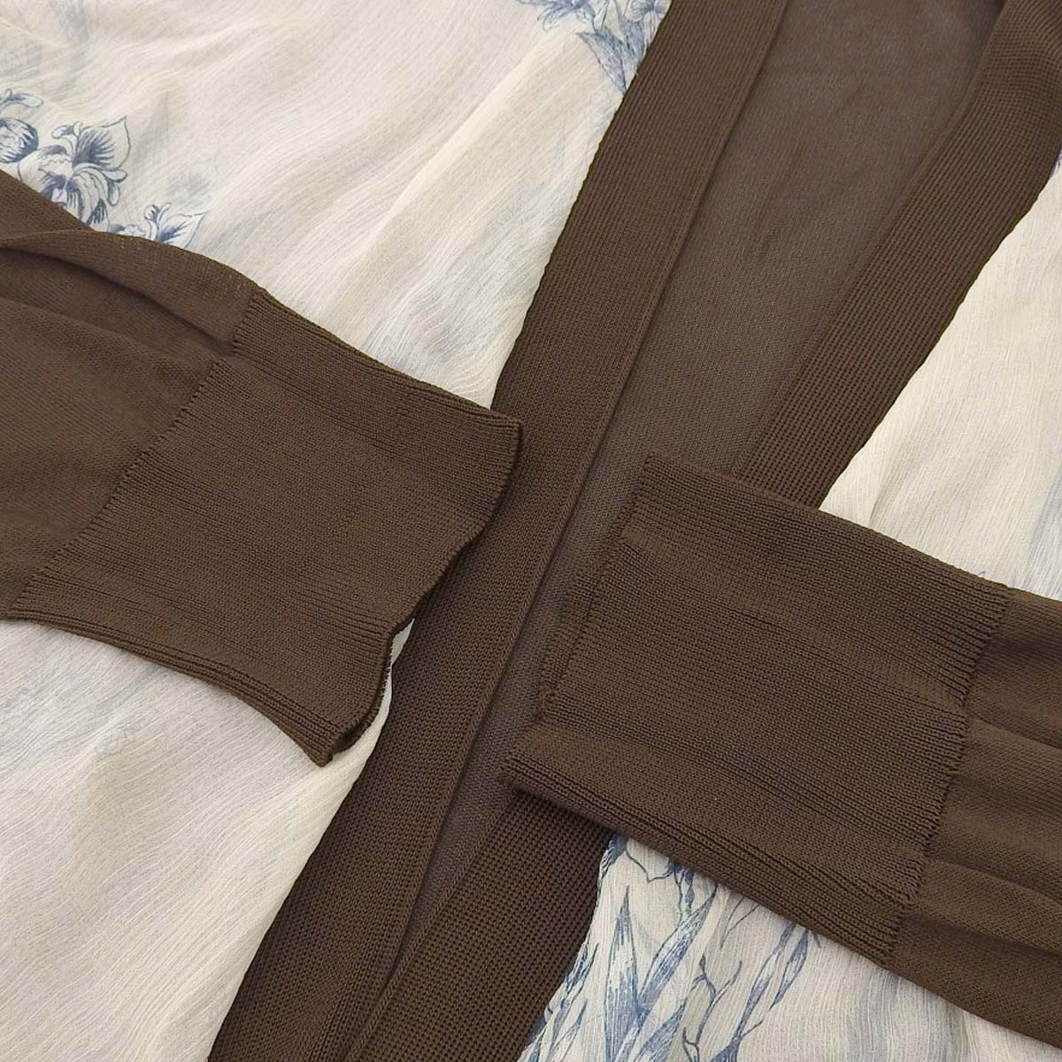 エルメス HERMES メッシュ カーディガン シルク×ビスコース×エラスタン ブラウン系 LA レディース 4324