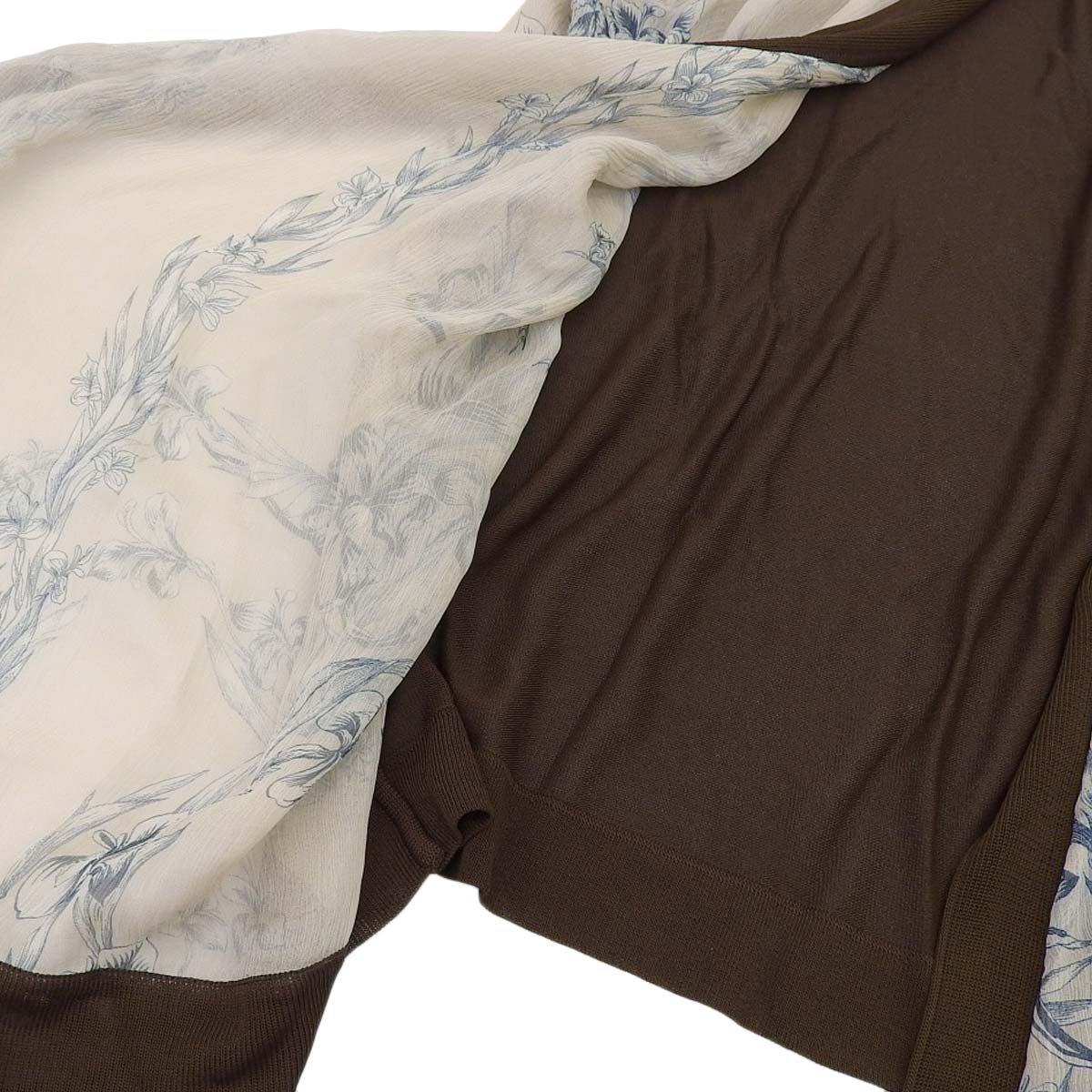 エルメス HERMES メッシュ カーディガン シルク×ビスコース×エラスタン ブラウン系 LA レディース 4324