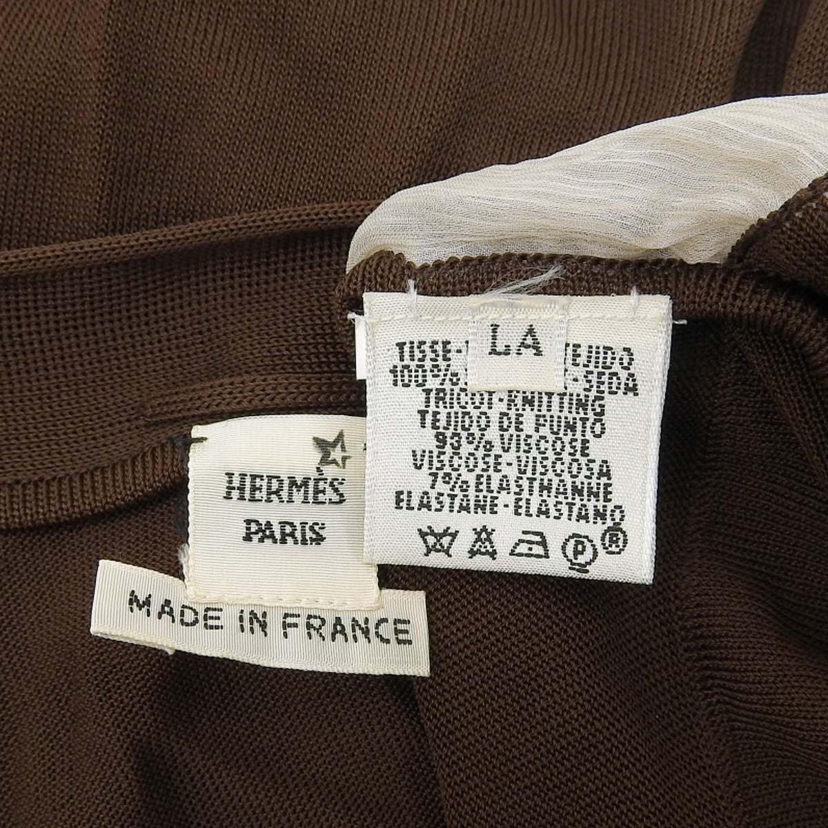 エルメス HERMES メッシュ カーディガン シルク×ビスコース×エラスタン ブラウン系 LA レディース 4324