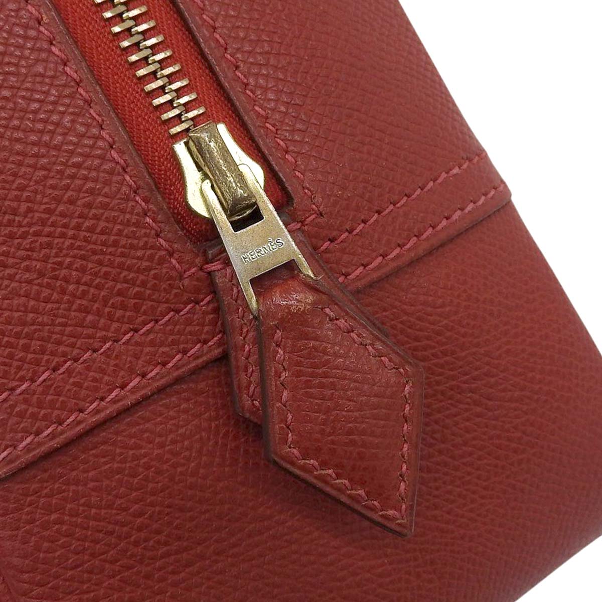 エルメス HERMES プリュム28 ハンドバッグ ヴォーエプソン レッド系 ゴールド金具 レディース □H刻印 4633