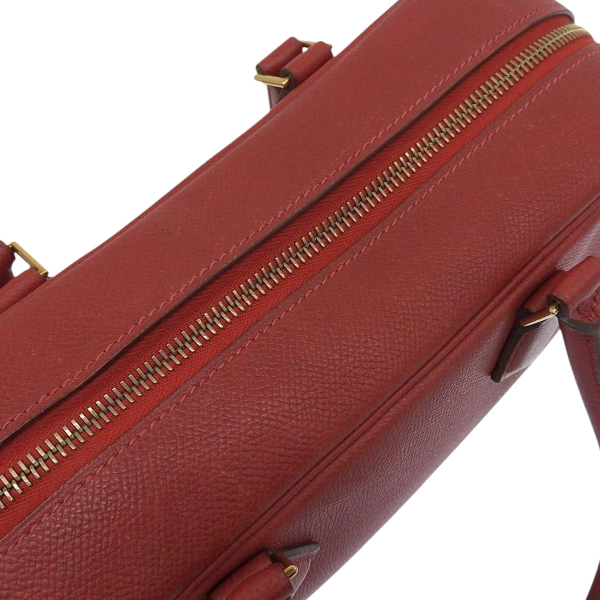 エルメス HERMES プリュム28 ハンドバッグ ヴォーエプソン レッド系 ゴールド金具 レディース □H刻印 4633
