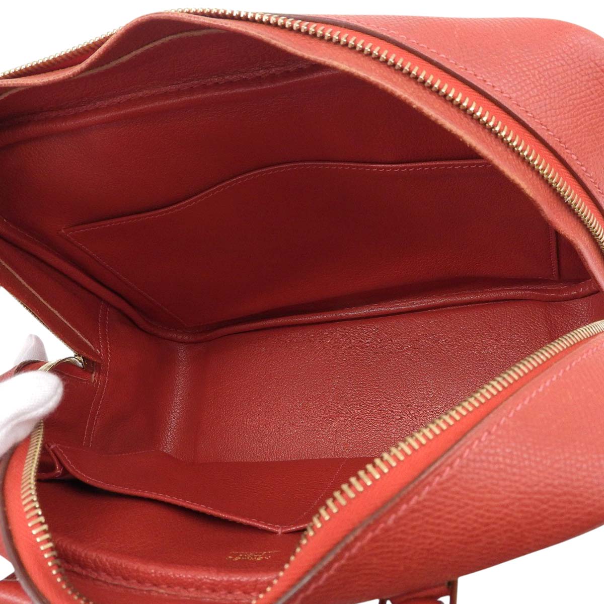 エルメス HERMES プリュム28 ハンドバッグ ヴォーエプソン レッド系 ゴールド金具 レディース □H刻印 4633