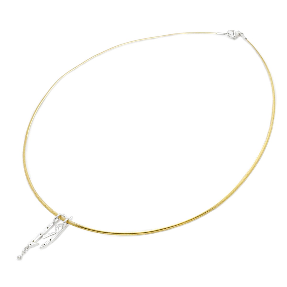 タサキ TASAKI K18WG K18YG ホワイトゴールド×イエローゴールド ダイヤモンド リバーシブル オメガネックレス レディース  3904