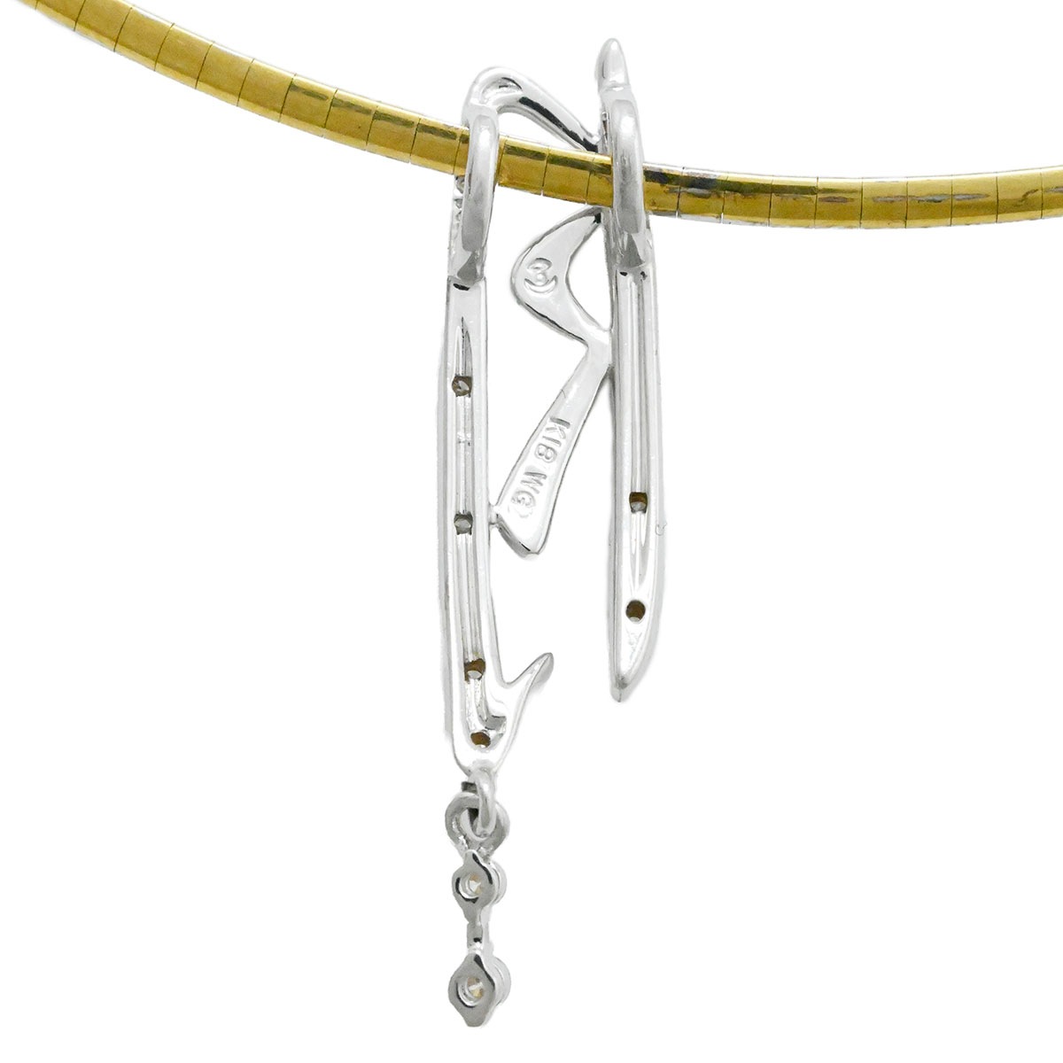 タサキ TASAKI K18WG K18YG ホワイトゴールド×イエローゴールド ダイヤモンド リバーシブル オメガネックレス レディース  3904