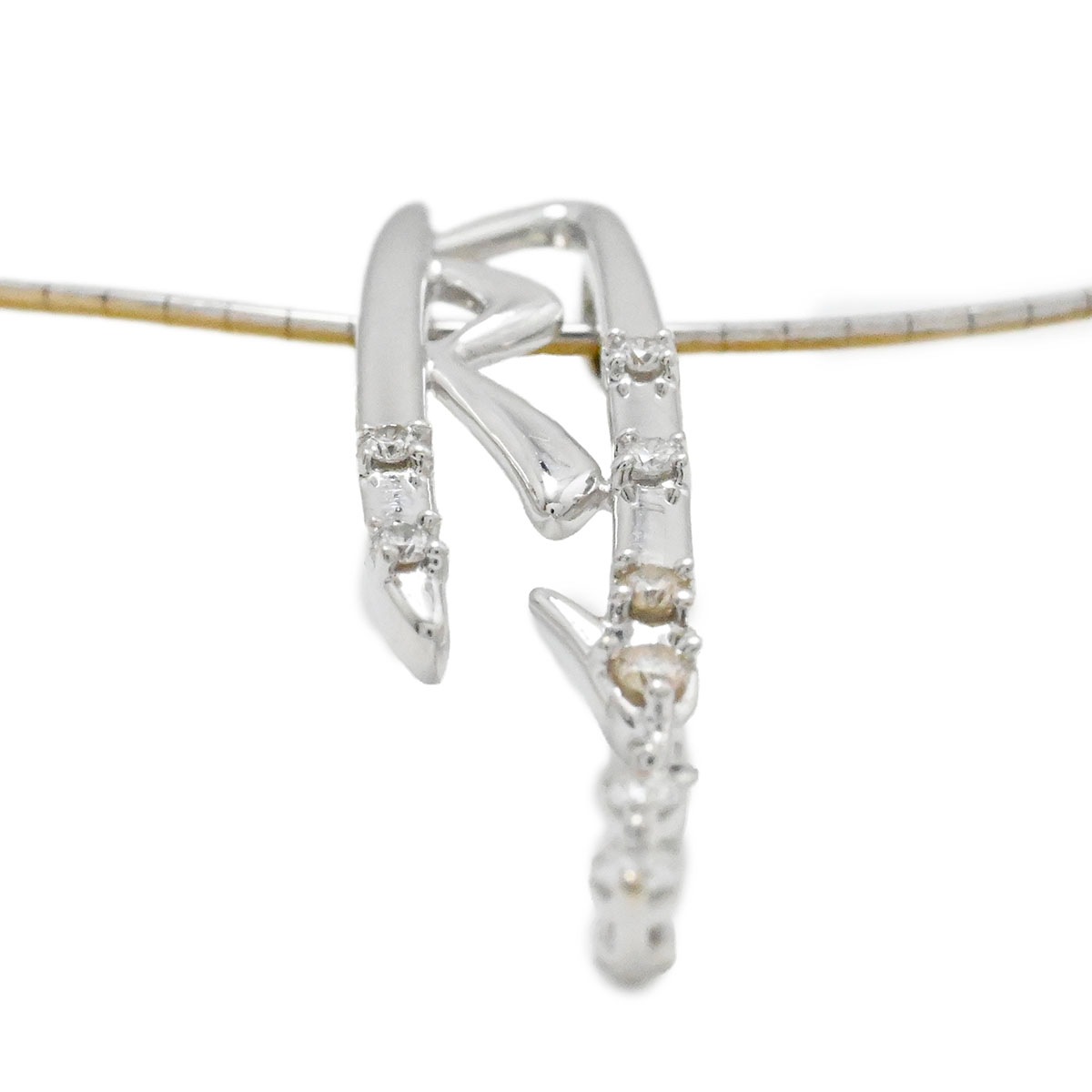 タサキ TASAKI K18WG K18YG ホワイトゴールド×イエローゴールド ダイヤモンド リバーシブル オメガネックレス レディース  3904