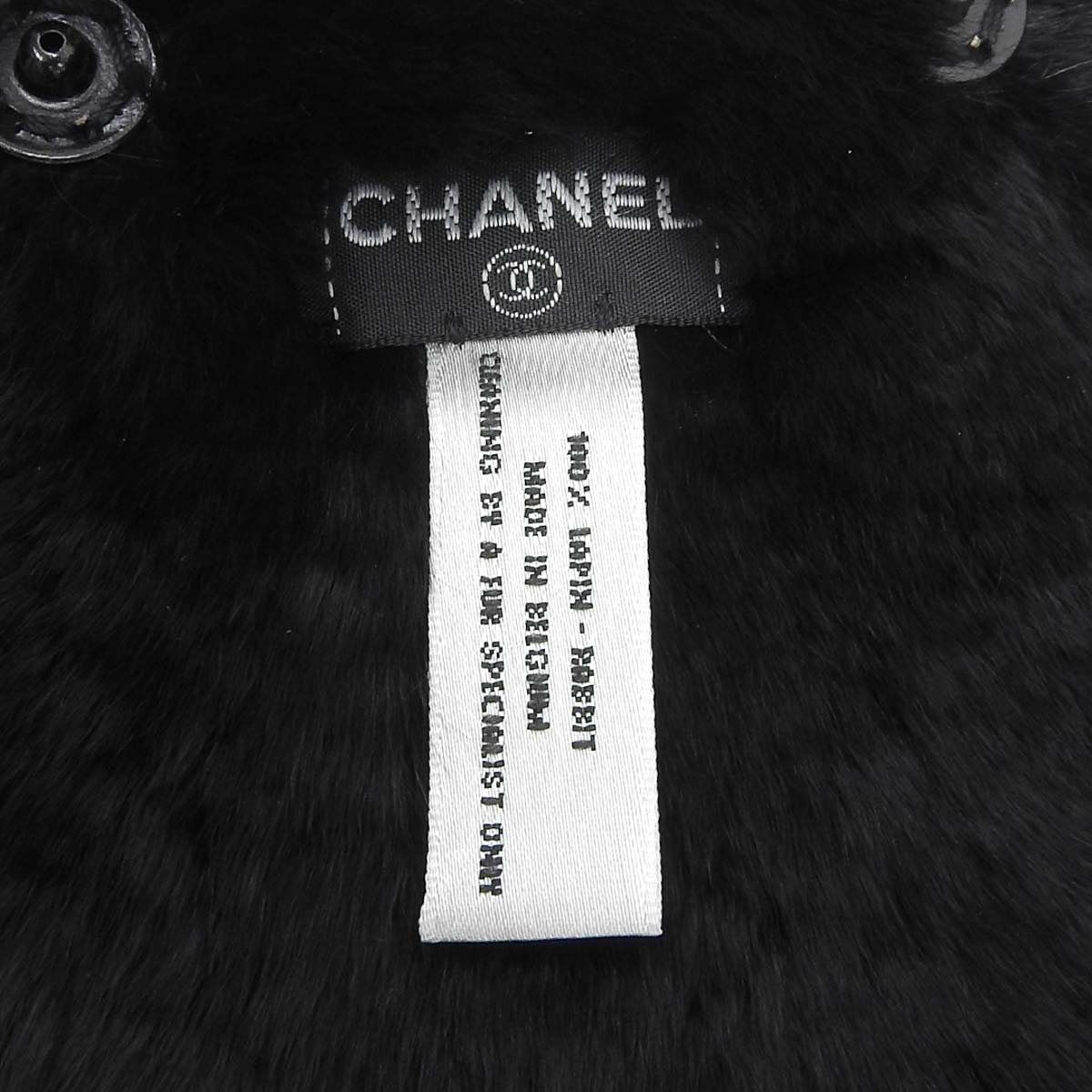 シャネル CHANEL ココマーク チャーム マフラー 襟巻き ラビットファー ラパン ブラック レディース 4722