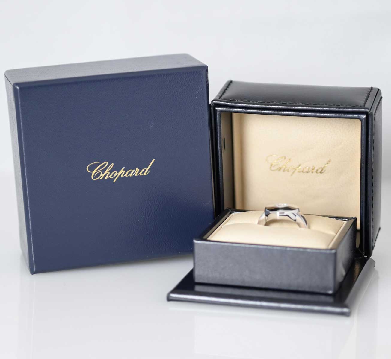 ショパール chopard 750ＷG ホワイトゴールド ハッピーダイヤモンド ハート ダイヤ1P リング 11号 7769