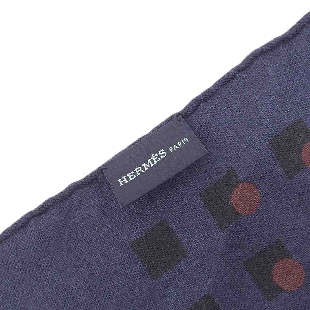 エルメス HERMES ストール カシミア シルク グレー ブラック ネイビー レディース 8780