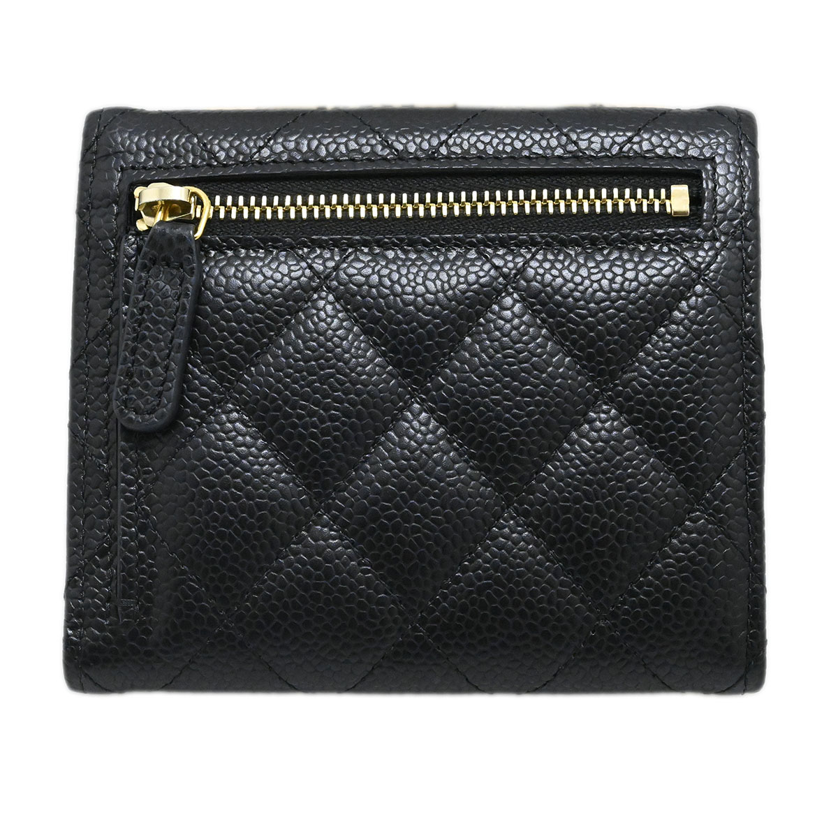 シャネル CHANEL マトラッセ クラシックスモール フラップウオレット キャビアスキン 三つ折り財布 ブラック ココマーク レディース AP0231 3677