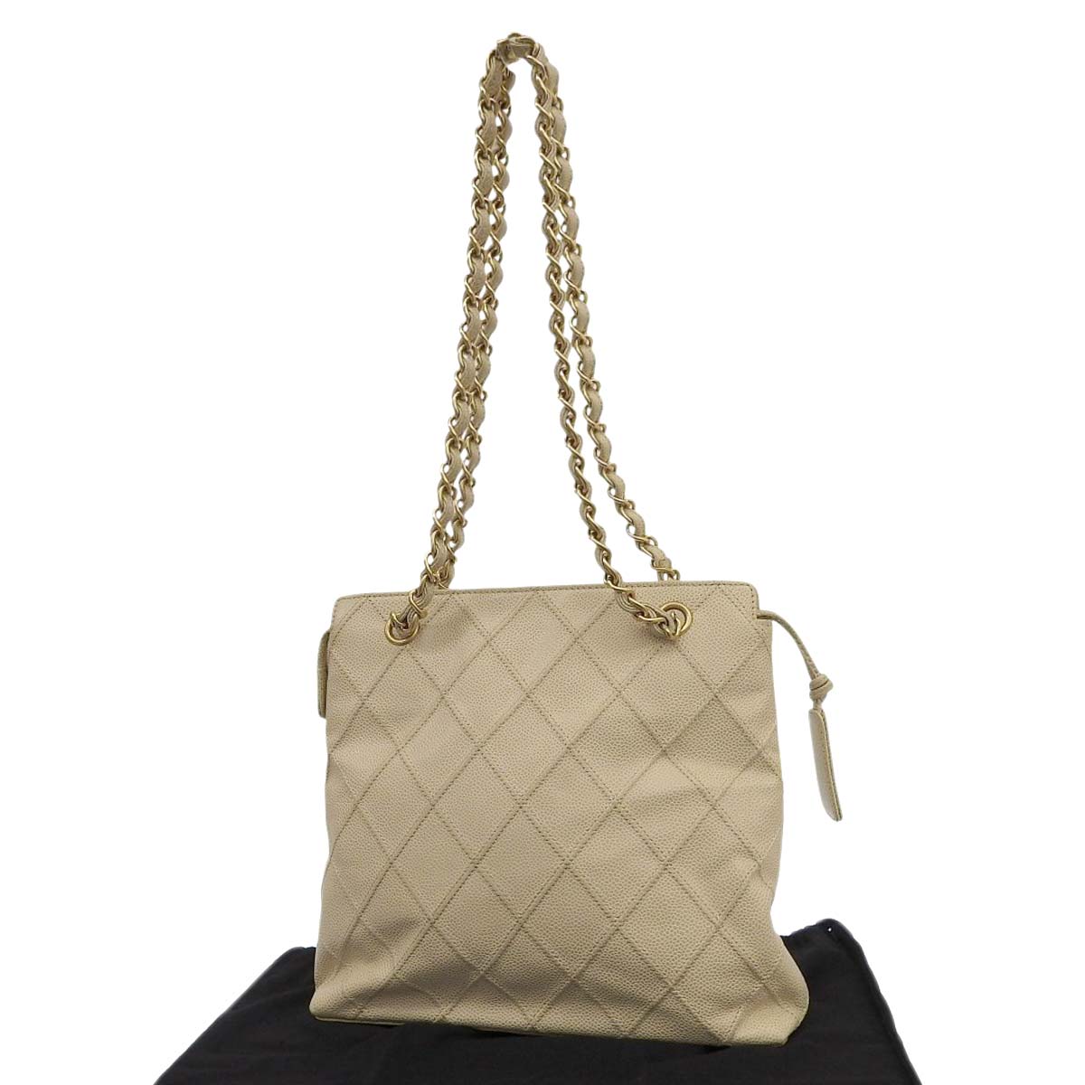 シャネル CHANEL ココマーク チェーンバッグ トートバッグ レザー クリーム レディース 6番台 4634