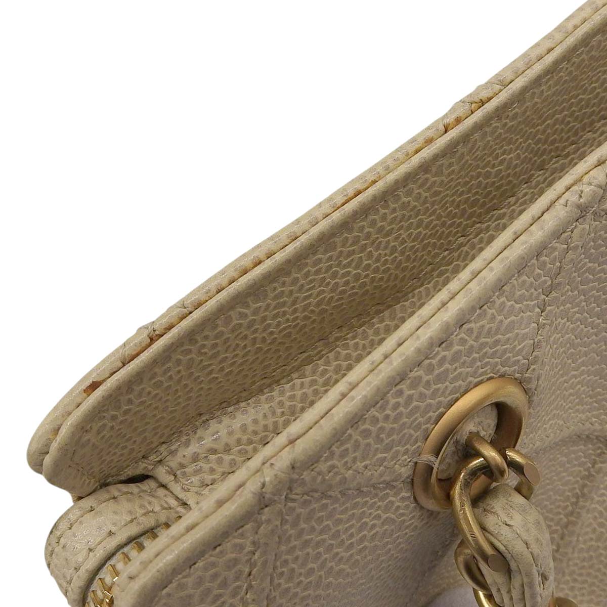 シャネル CHANEL ココマーク チェーンバッグ トートバッグ レザー クリーム レディース 6番台 4634