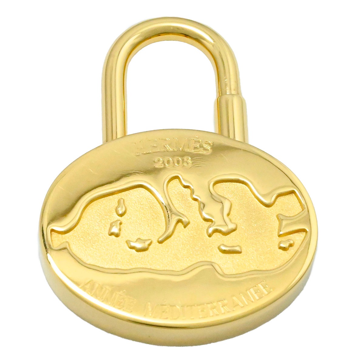 エルメス HERMES カデナ 2003限定 地中海 チャーム キーホルダー バックチャーム ゴールド レディース メンズ  3896