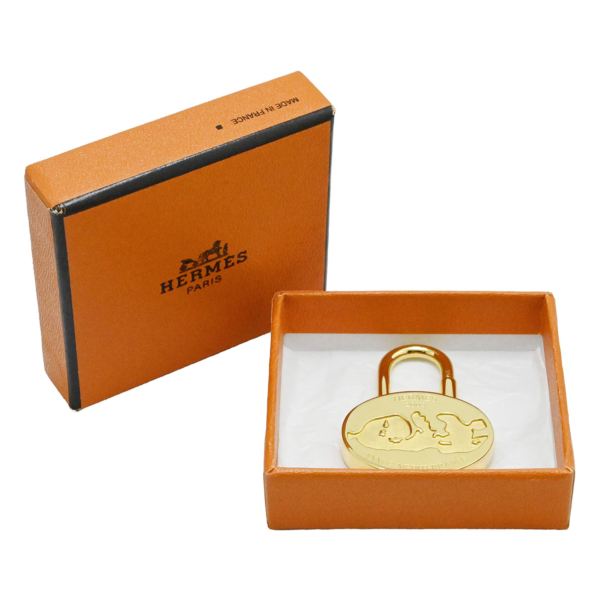 エルメス HERMES カデナ 2003限定 地中海 チャーム キーホルダー バックチャーム ゴールド レディース メンズ  3896