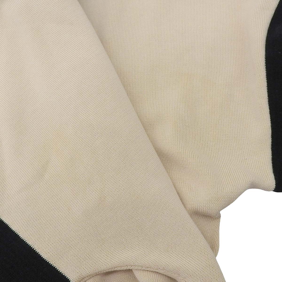 シャネル CHANEL ココマーク 七分袖 ニット ワンピース ボートネック 袖ボーダー コットン ナイロン オフホワイト×ブラック 36 レディース 4723