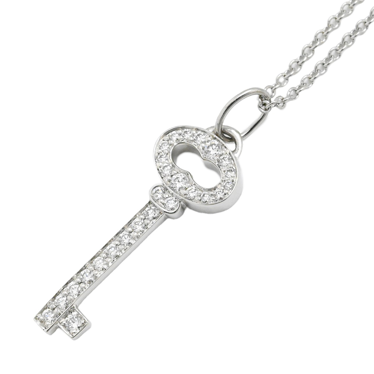 ティファニー TIFFANY & Co. Pt950 プラチナ ダイヤ ヴィンテージ ミニ オーバルキー ネックレス レディース  2017