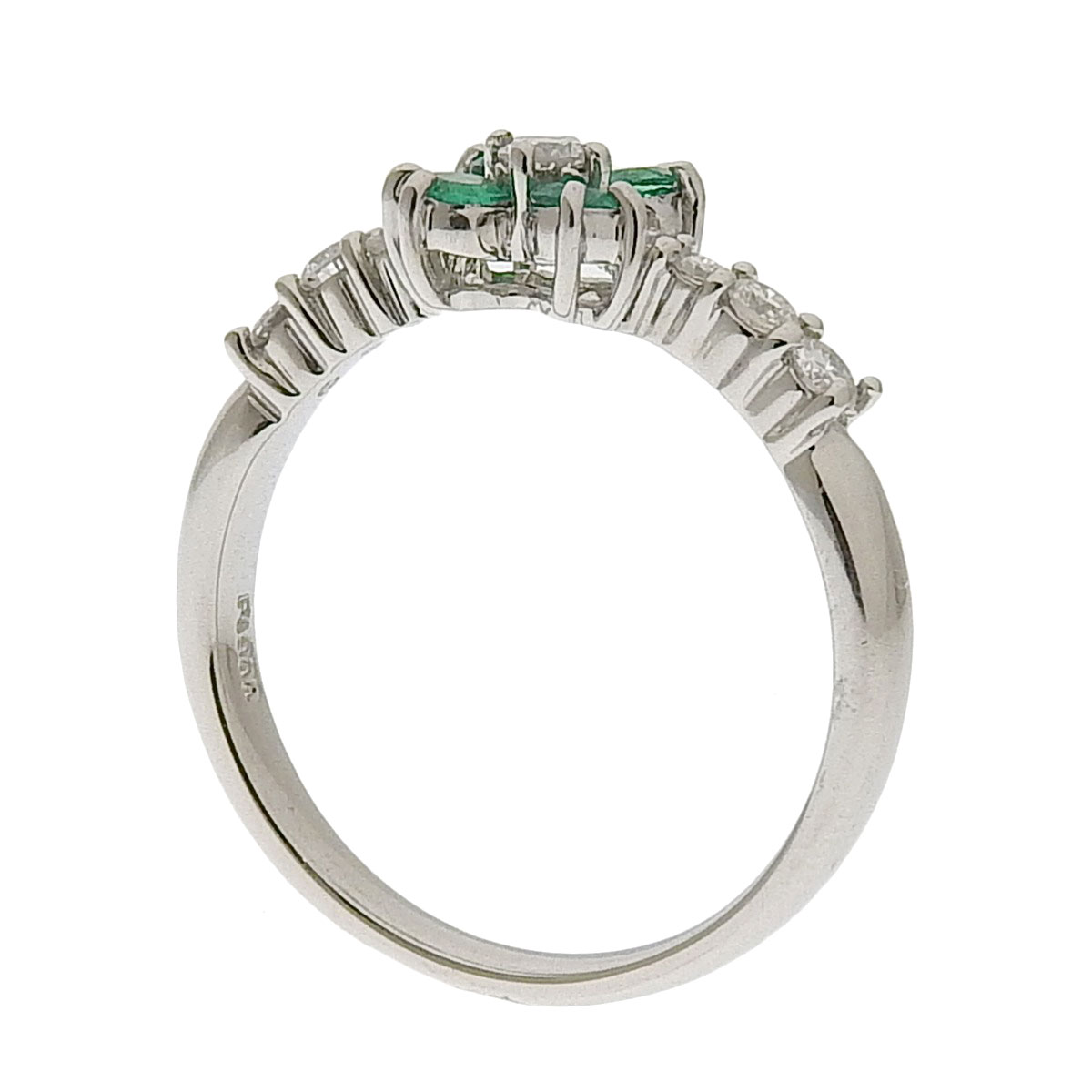 Pt900 プラチナ エメラルド 0.19ct ダイヤモンド 0.25ct リング 指輪 12号 レディース 8429