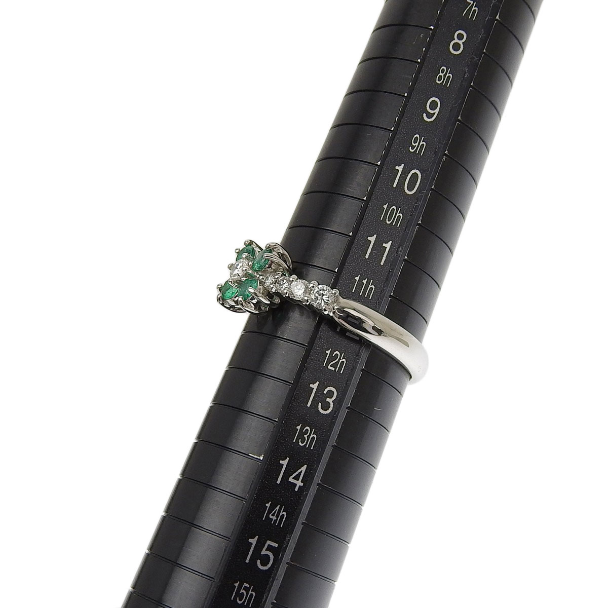 Pt900 プラチナ エメラルド 0.19ct ダイヤモンド 0.25ct リング 指輪 12号 レディース 8429