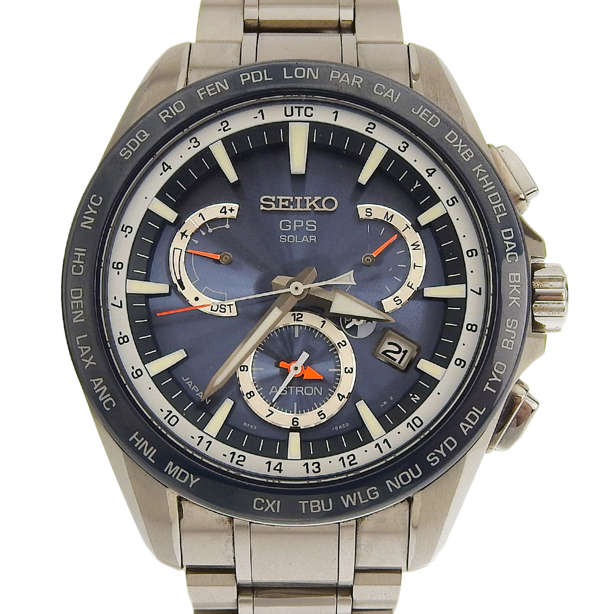 セイコー SEIKO アストロン メンズ GPS ソーラー デュアルタイム 腕時計 クロノグラフ SS ブルー文字盤 SBXB053 8987