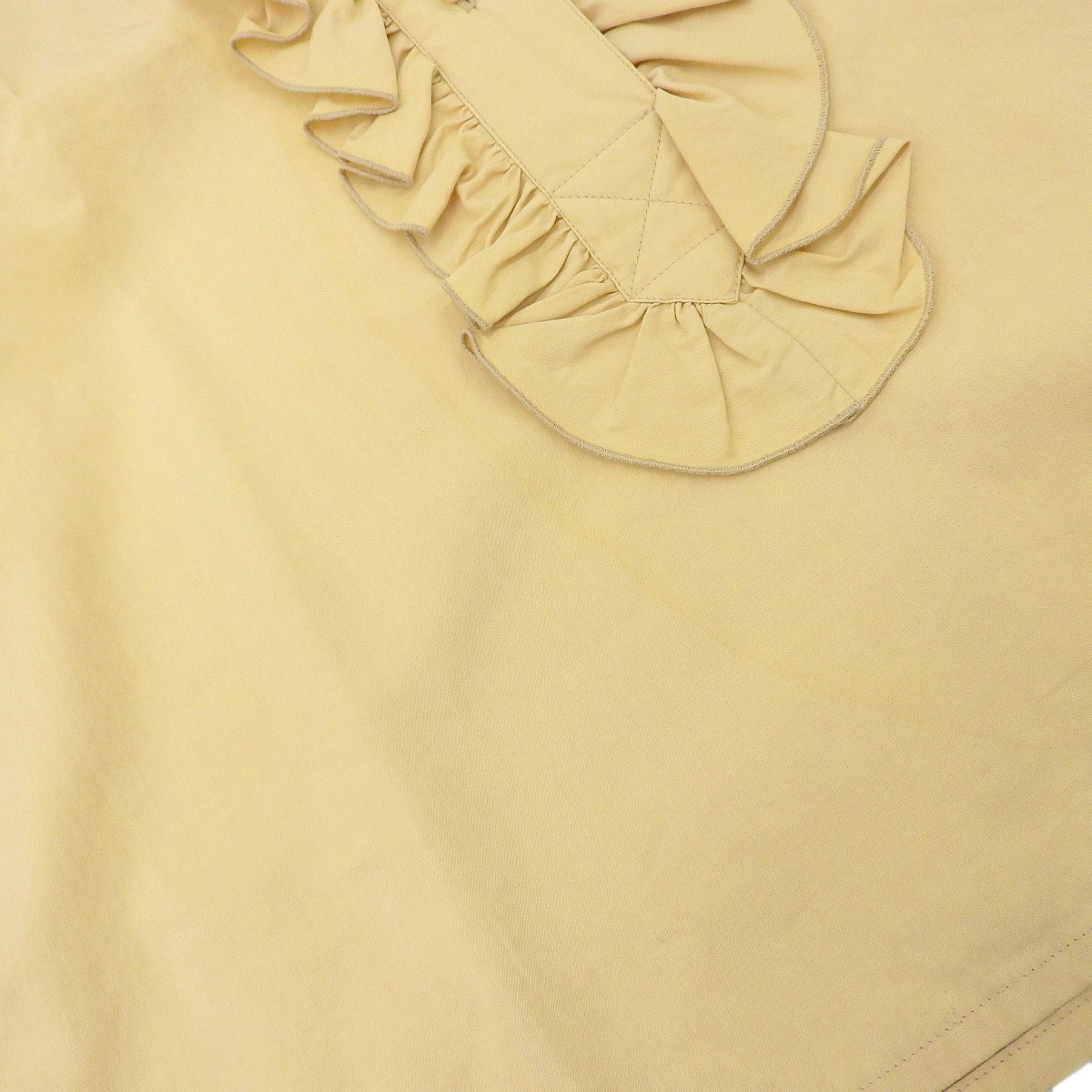 シャネル CHANEL フリル ノースリーブ ブラウス コットン シルク ベージュ 34  レディース 02P 4210