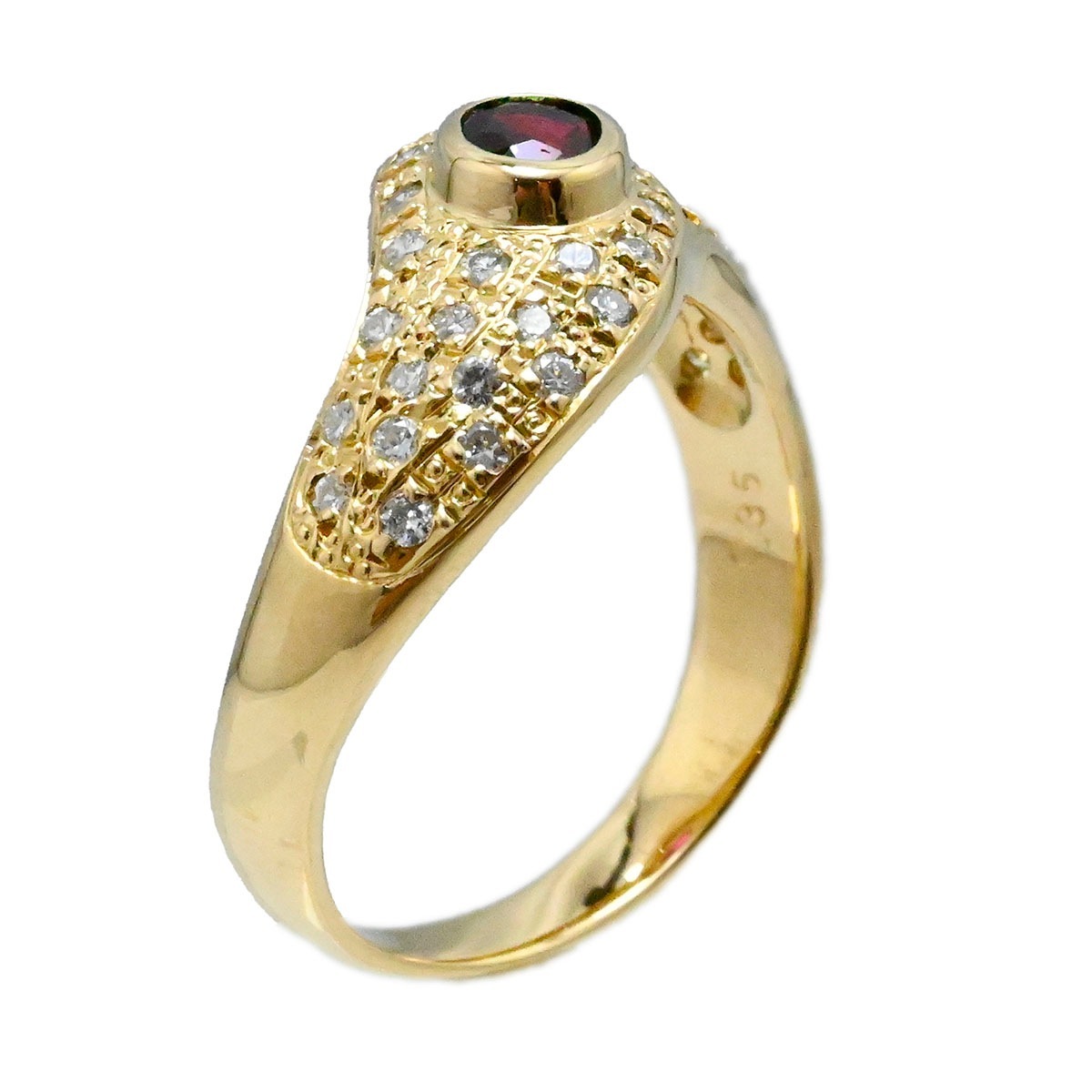 タサキ TASAKI K18YG イエローゴールド ルビー ダイヤ 0.46ct 0.35ct リング 16号 レディース  3678