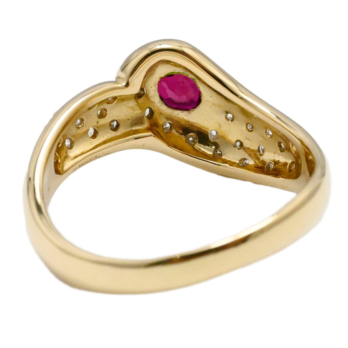 タサキ TASAKI K18YG イエローゴールド ルビー ダイヤ 0.46ct 0.35ct リング 16号 レディース  3678