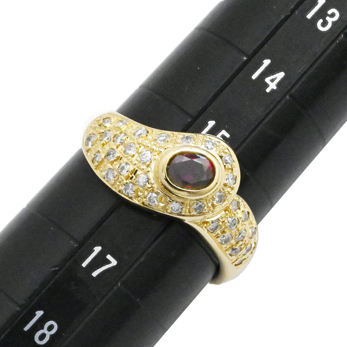 タサキ TASAKI K18YG イエローゴールド ルビー ダイヤ 0.46ct 0.35ct リング 16号 レディース  3678