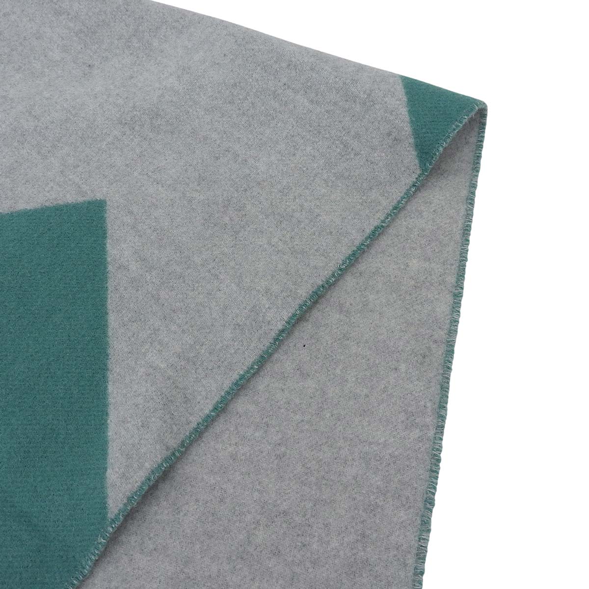 エルメス HERMES フリンジ バイカラー マフラー カシミヤ グレー×グリーン レディース 4724