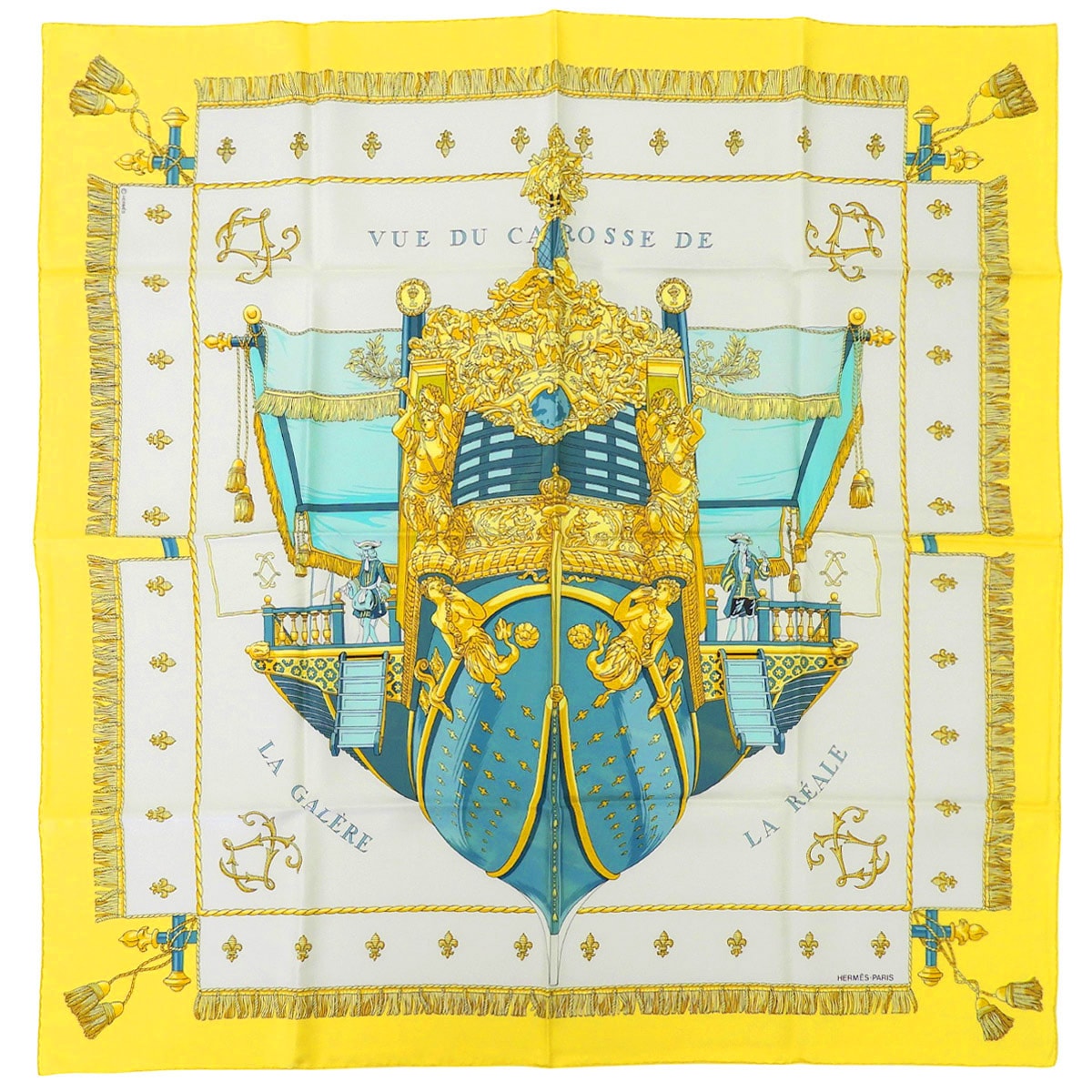 エルメス HERMES カレ90 スカーフ VUE DU GALERE LA REALE クィ－ンの