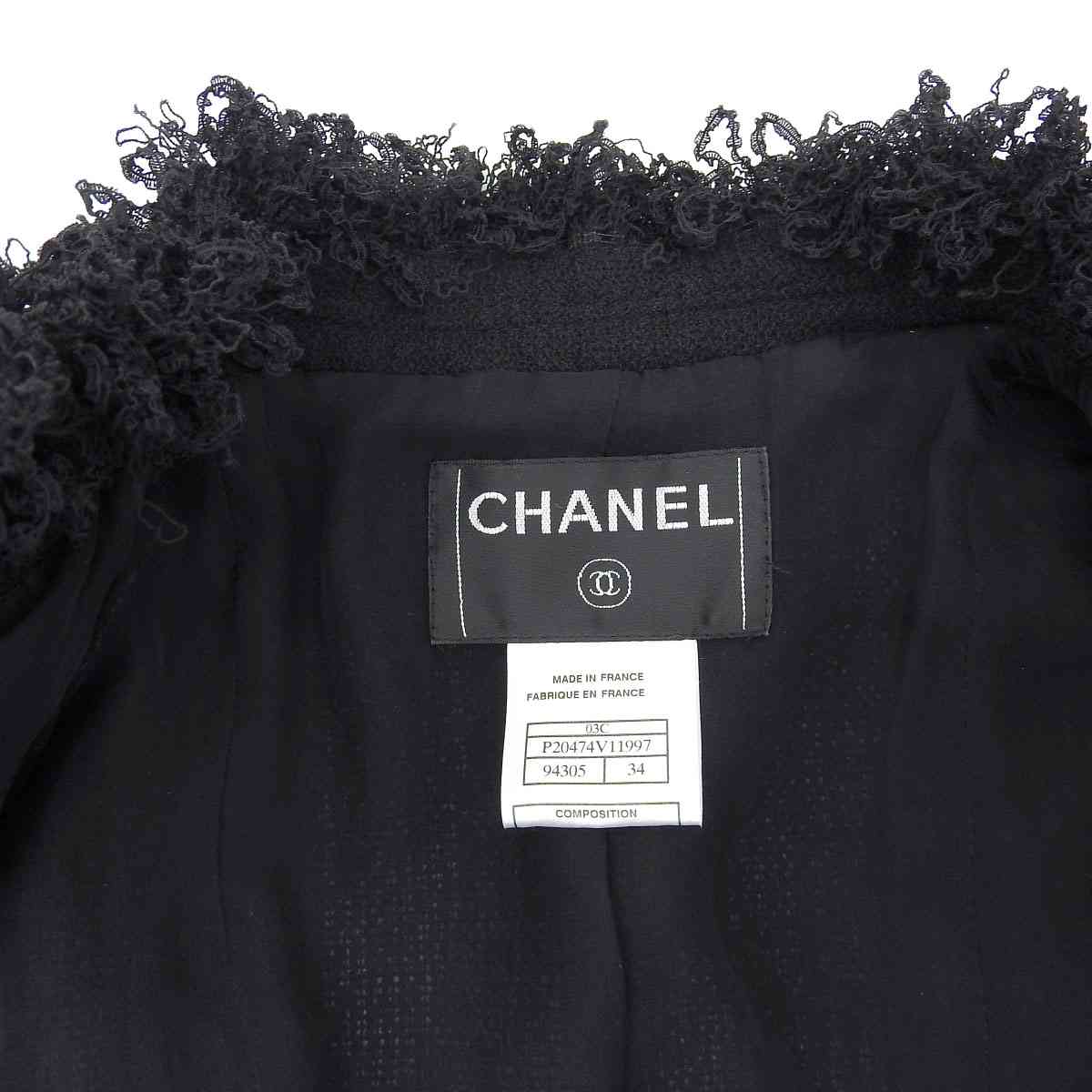 シャネル CHANEL カメリア ジャケット ブラック 34 レディース 03C 8636