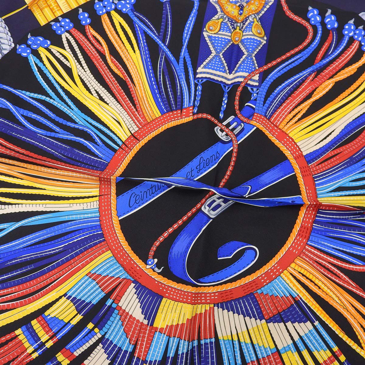 エルメス HERMES スカーフ カレ90 Ceintures et Liens ベルトと紐 シルク100％ マルチカラー レディース 4327