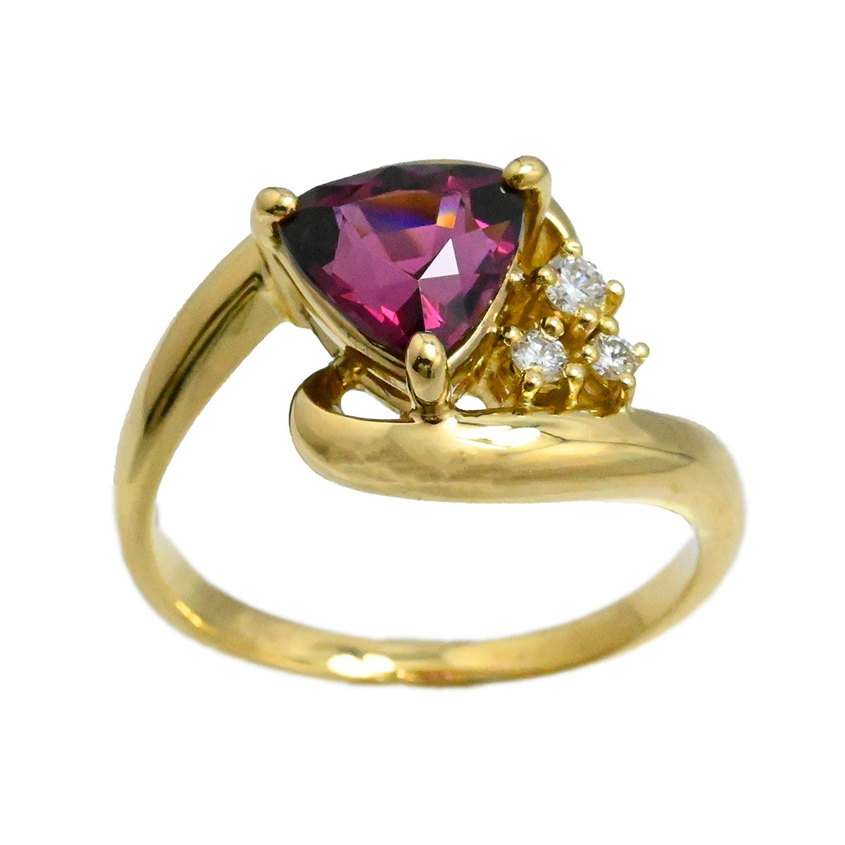 タサキ TASAKI K18YG イエローゴールド ガーネット ダイヤ0.06ct リング 9号 レディース  3679