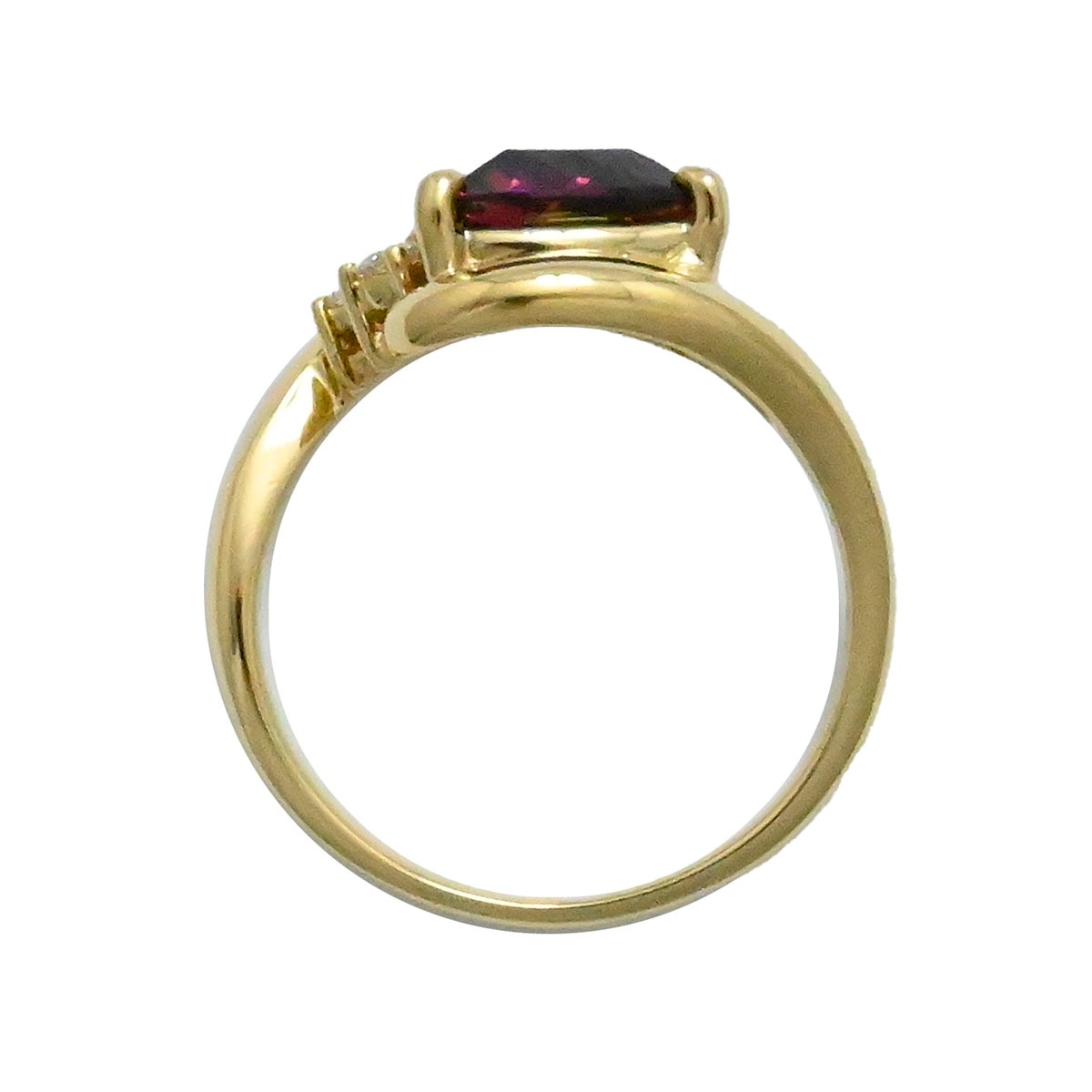 タサキ TASAKI K18YG イエローゴールド ガーネット ダイヤ0.06ct リング 9号 レディース  3679