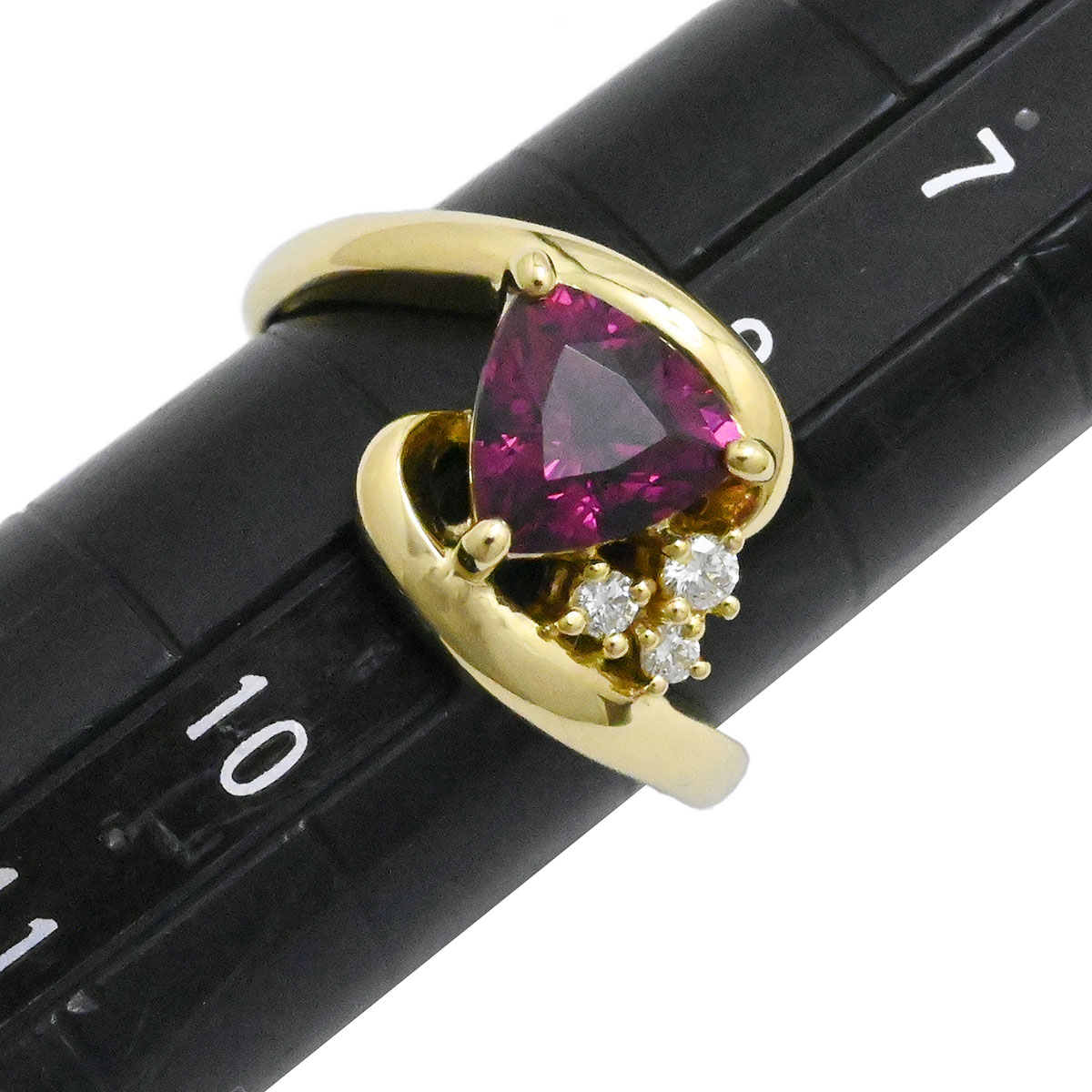 タサキ TASAKI K18YG イエローゴールド ガーネット ダイヤ0.06ct リング 9号 レディース  3679