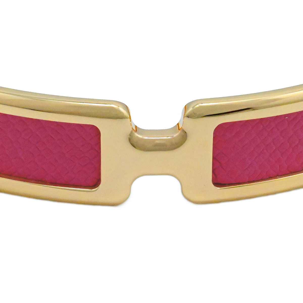 エルメス HERMES オランプ バングル ブレスレット ヴォーエプソン×メタル ピンクゴールドメッキ レディース メンズ  3898