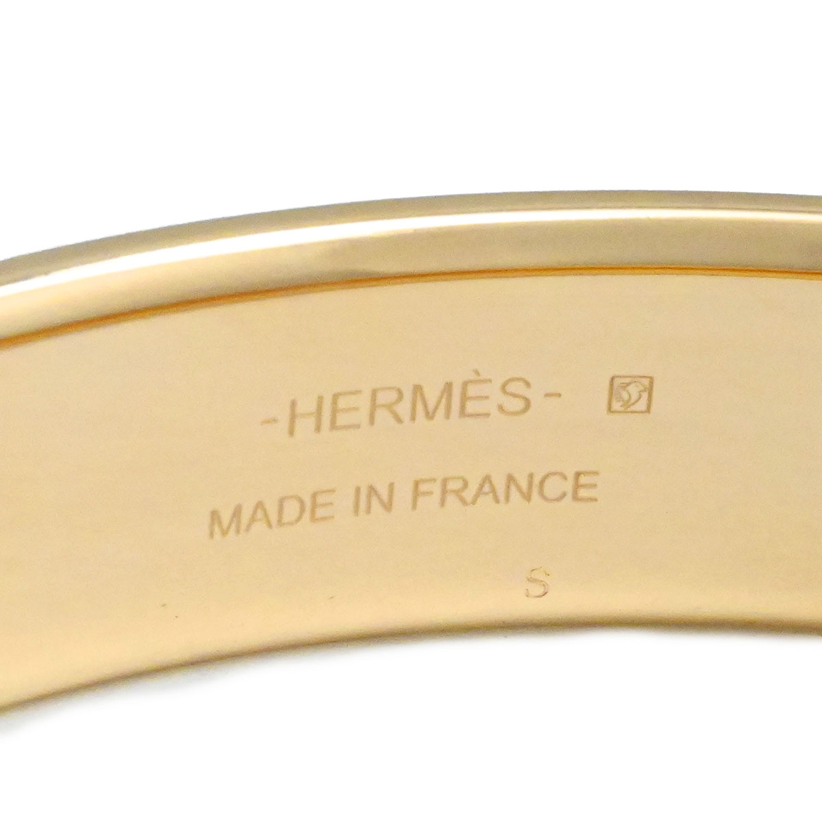 エルメス HERMES オランプ バングル ブレスレット ヴォーエプソン×メタル ピンクゴールドメッキ レディース メンズ  3898