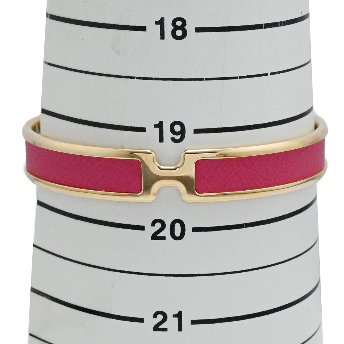 エルメス HERMES オランプ バングル ブレスレット ヴォーエプソン×メタル ピンクゴールドメッキ レディース メンズ  3898