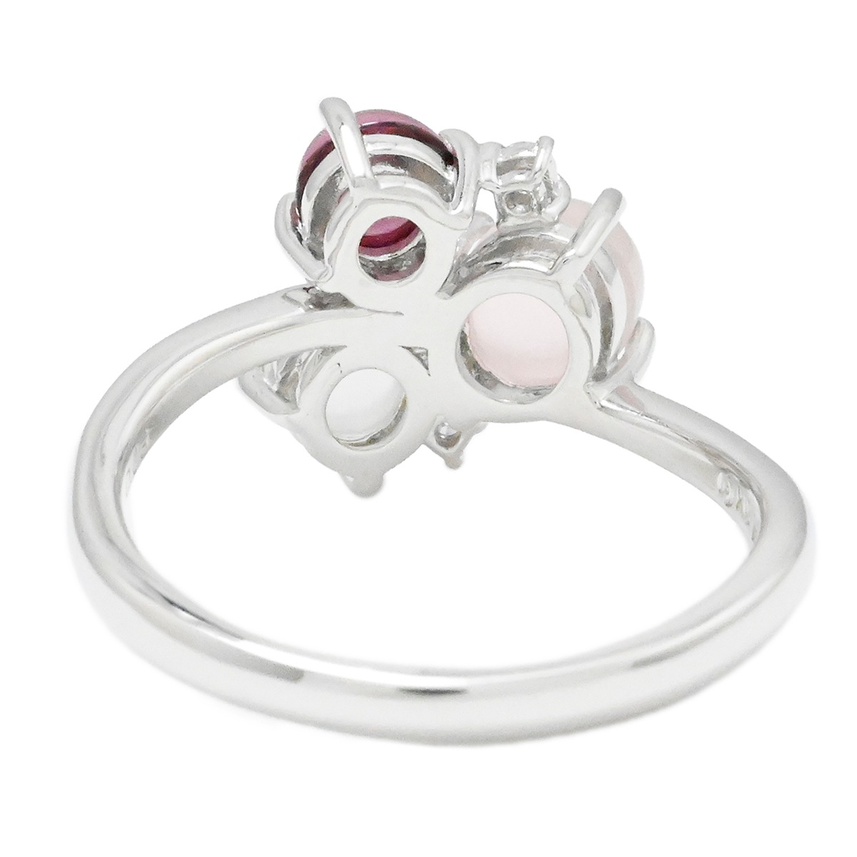 タサキ TASAKI K18WG ホワイトゴールド ダイヤ0.03ct ガーネット ムーンストーン ローズクォーツ ダイヤモンド2P レディース サイズ12  2019