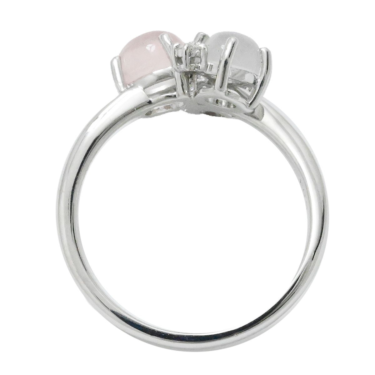 タサキ TASAKI K18WG ホワイトゴールド ダイヤ0.03ct ガーネット ムーンストーン ローズクォーツ ダイヤモンド2P レディース サイズ12  2019