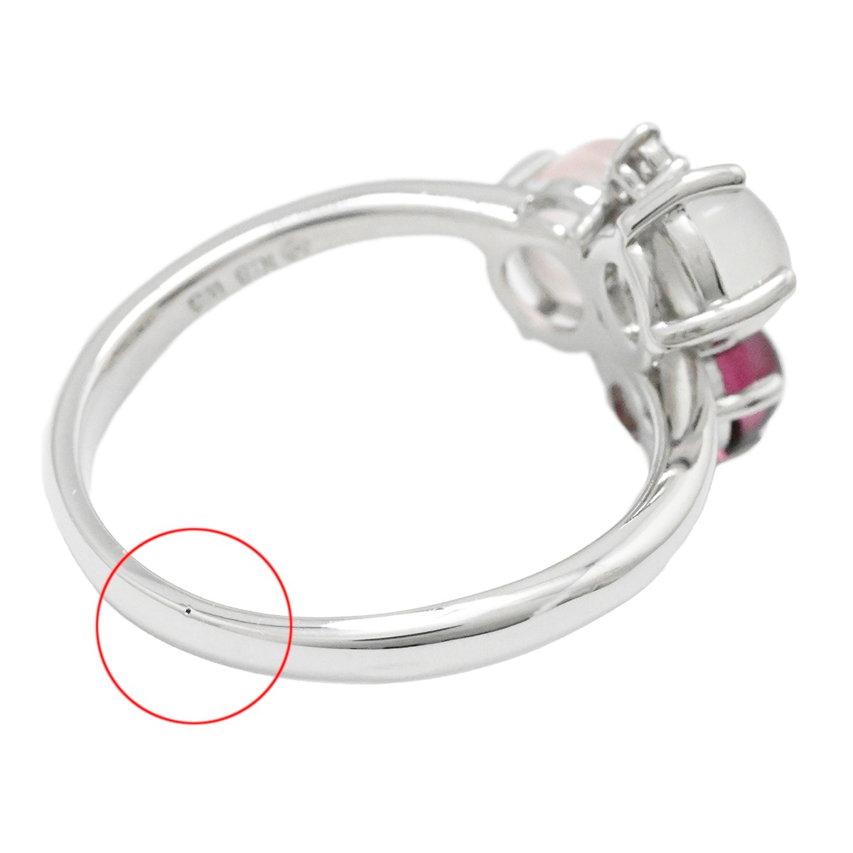 タサキ TASAKI K18WG ホワイトゴールド ダイヤ0.03ct ガーネット ムーンストーン ローズクォーツ ダイヤモンド2P レディース サイズ12  2019