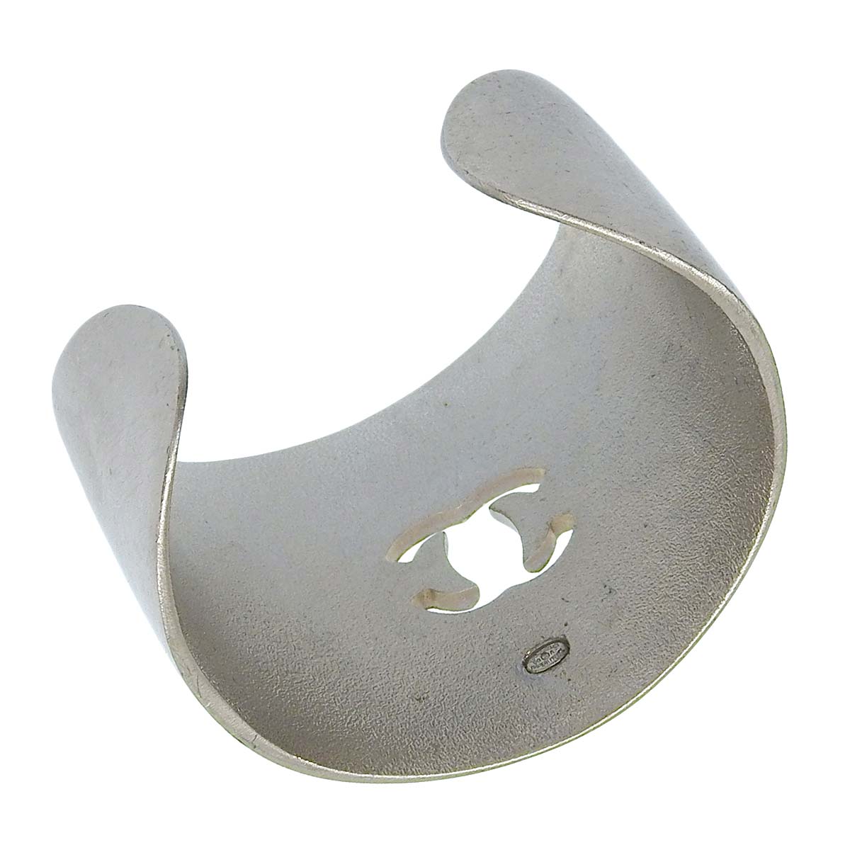 シャネル CHANEL シャネルロゴ ココマーク バングル ブレスレット メタル シルバー レディース 99A くりぬき幅広 4534